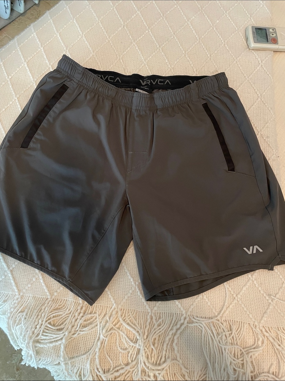 RVCA Dark Gray Athletic Shorts with Black Trim